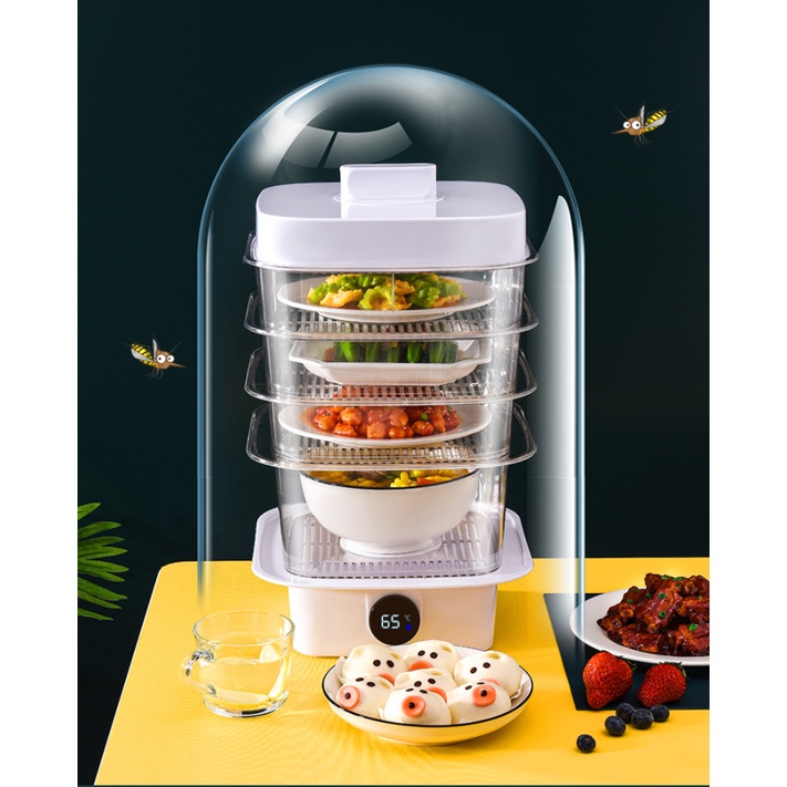 Tủ giữ nóng thức ăn nhựa PET trong suốt cao cấp gia đình 4 tầng 48cm