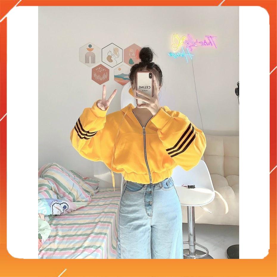 Áo khoác nữ form rộng tay cánh dơi croptop 3 sọc 💟