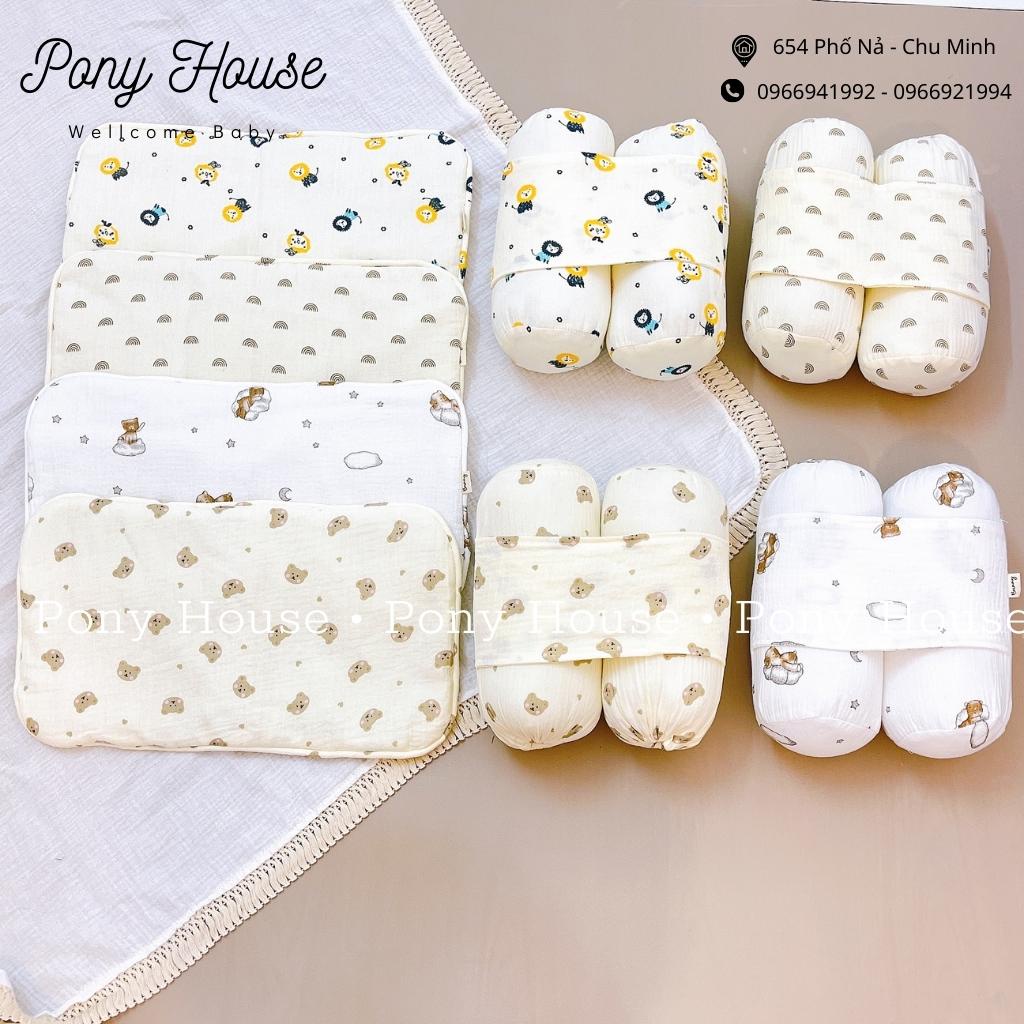 Bộ Gối Chặn Xô Sơ Sinh Bunny Xô Muslin Ruột Bông Tự Nhiên Siêu Mềm Mại Chống Giật Mình Cho Bé Sơ Sinh