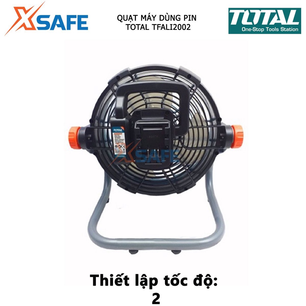 Quạt máy dùng pin TOTAL TFALI2002 Quạt máy mini 2 tốc độ gió, điều chỉnh độ nghiêng 0-360 độ - Không kèm pin sạc - XSAFE