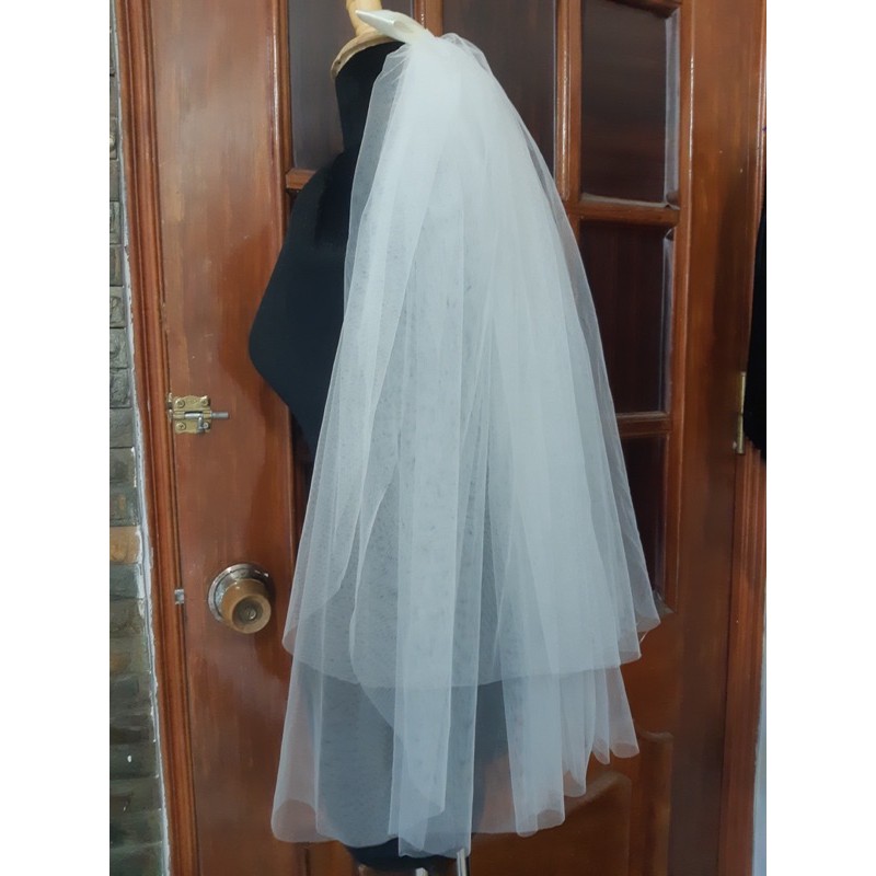 Voan phồng - lúp cô dâu đính nơ nguyên khổ vải chiều dài 90cm Giangpkc