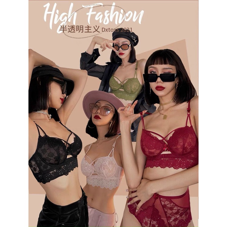 Bộ đồ lót ren không đệm có gọng sexy thiết kế dây gợi cảm quyến rũ, quần cạo cao loại 1 (có ảnh thật)