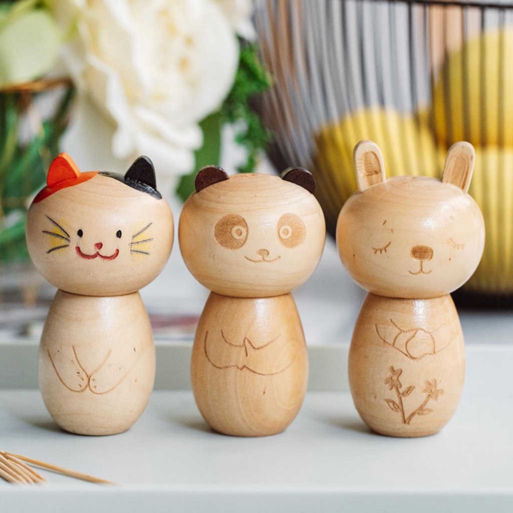Hộp Đựng Tăm Xỉa Răng Hình Mèo/Gấu Trúc Tự Nhiên Độc Đáo