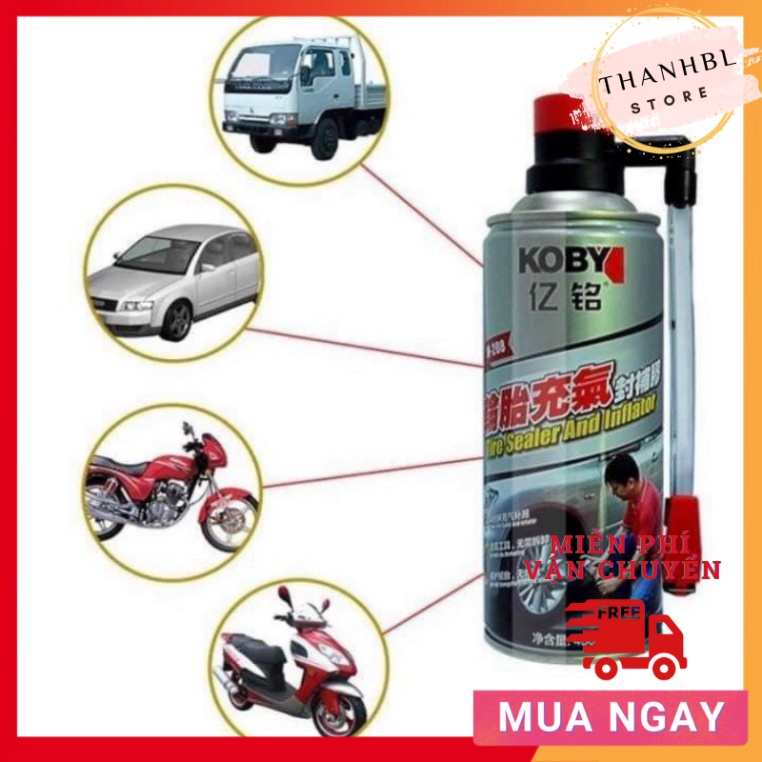 Bình xịt vá lốp khẩn cấp KOBY dành cho oto xe máy TN291 - ThanhBL Store