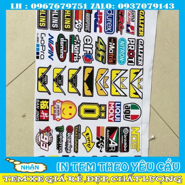 Combo set tem 45 tem logo nhãn hiệu xe máy nổi tiếng