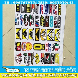 Combo set tem 45 tem logo nhãn hiệu xe máy nổi tiếng
