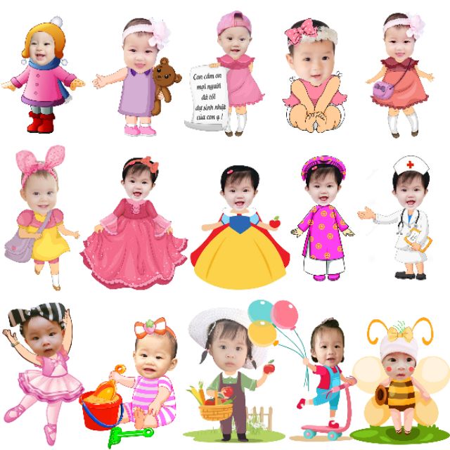 Hình chibi sinh nhật cao 25-28cm, thiết kế hình Chibi cho bé trang trí tiệc sinh nhật theo yêu cầu