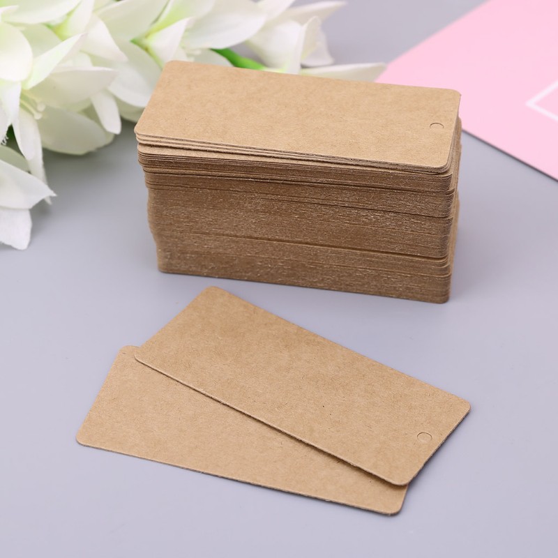 100 Thẻ Tag Hình Chữ Nhật Kích Thước 4x9cm Dùng Trong Trang Trí