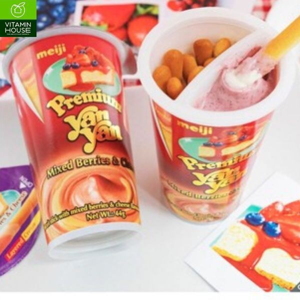 Bánh đũa Yan Yan meiji đủ vị, Double Cream, dâu phomai, dâu, Vanilla, Chocolate, tiramisu chocolate