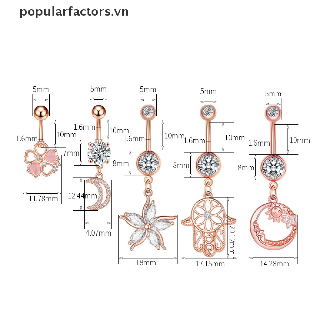 Khuyên rốn đính đá bằng thép không gỉ thời trang
