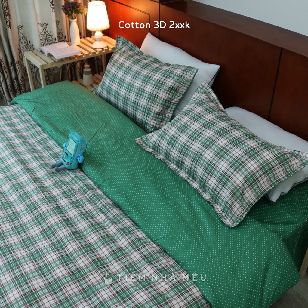 (Nhiều Mẫu Mới - Full Size ) Bộ 4 Món Chăn Ga Gối ✨ m6/m8/2m✨ Họa Tiết Basic Caro Cotton 80% Tiệm Nhà Mêu | BigBuy360 - bigbuy360.vn
