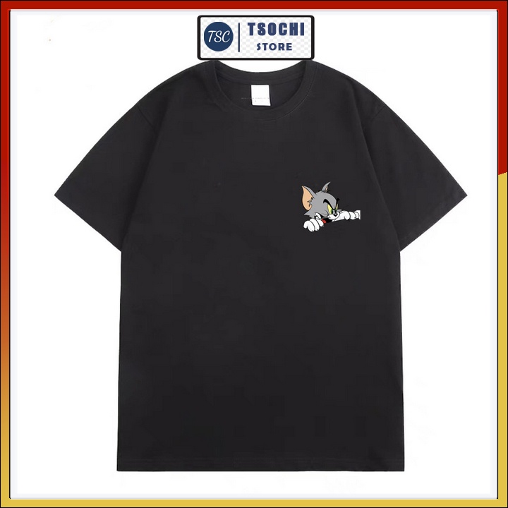 Áo thun cotton nam in hình mèo Tom chất phông nam tay ngắn cao cấp mã CZ613