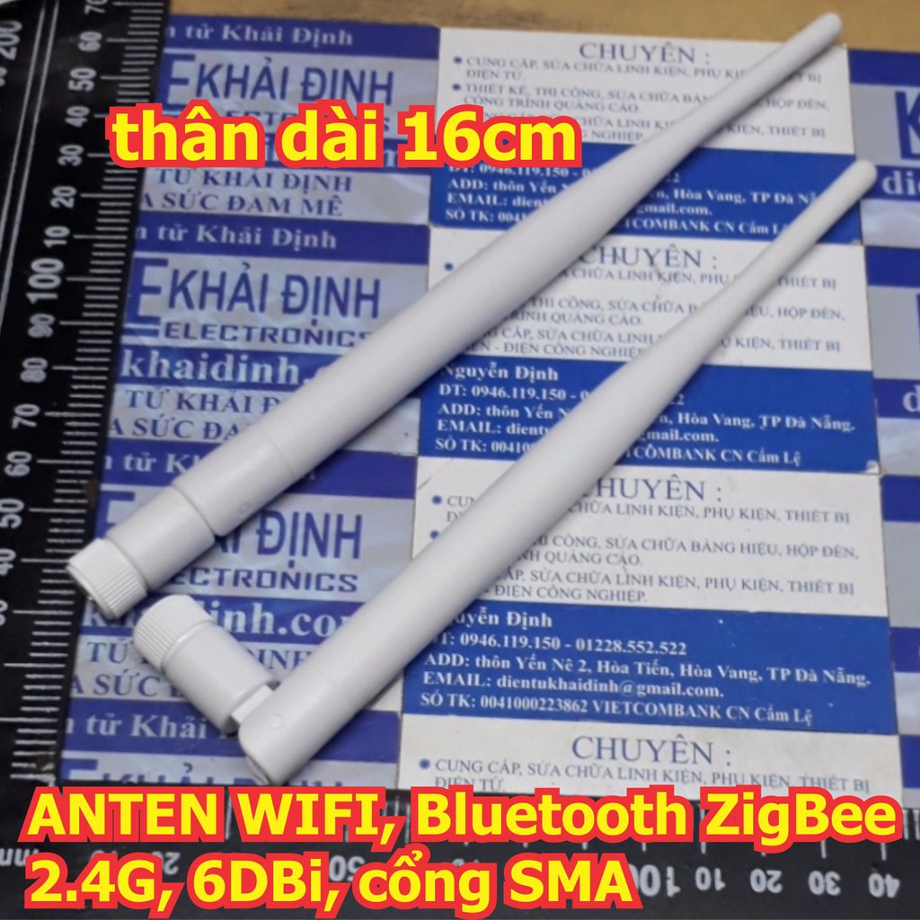 ANTEN WIFI, Bluetooth ZigBee 2.4G, 6DBi, cổng SMA, dài 16cm, đầu cổng đực kde5355