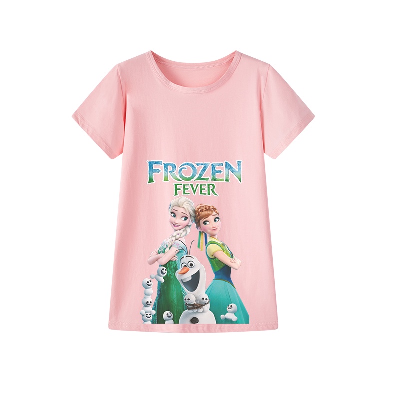Đầm Thun Cotton In Hoạ Tiết Hoạt Hình Frozen Dành Cho Bé Gái