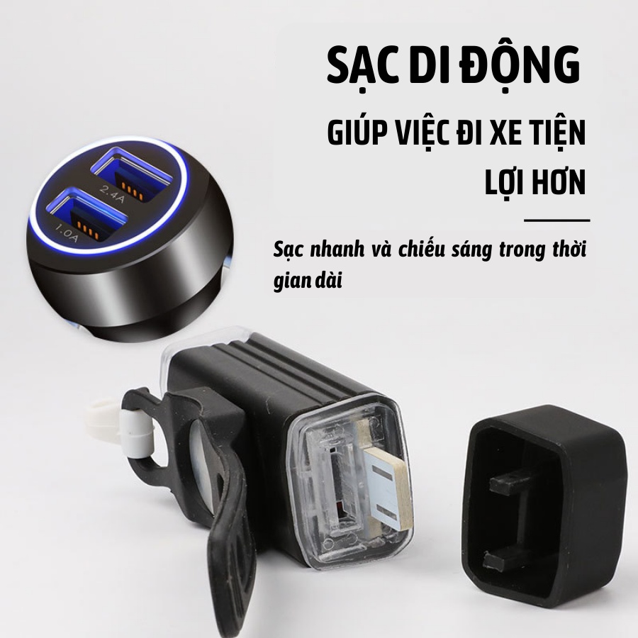 Đèn xe đạp thể thao USB MACHALLY, đèn led gắn xe đạp siêu sáng