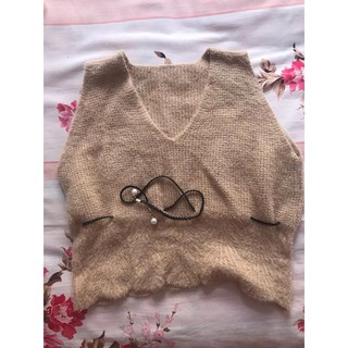HL Fshion| [Hàng oder] Set váy len đen dài tay+ghile len cổ V đai eo