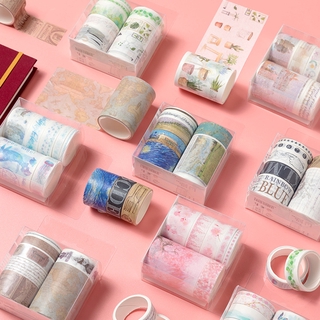 Set 7 Cuộn Băng Dính Washi Tape In Họa Tiết Dùng Trang Trí