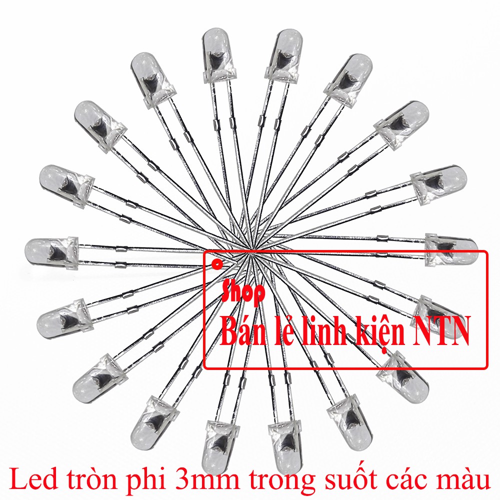Led tròn phi 3mm trong suốt các màu