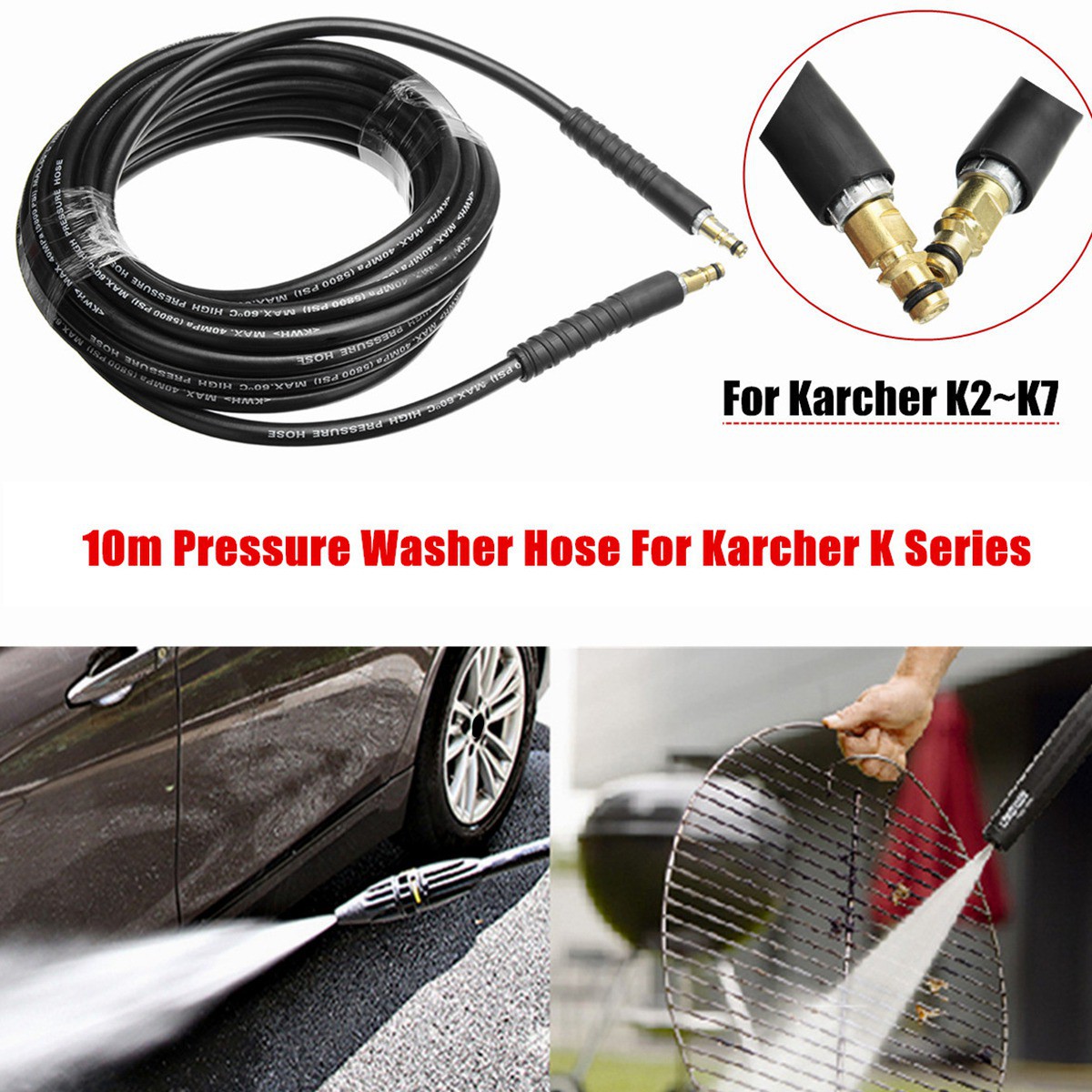 Dây Cáp Áp Suất Cao 10m Cho Máy Rửa Xe Ô Tô Karcher K2 K3 K4 K5 K6 K7