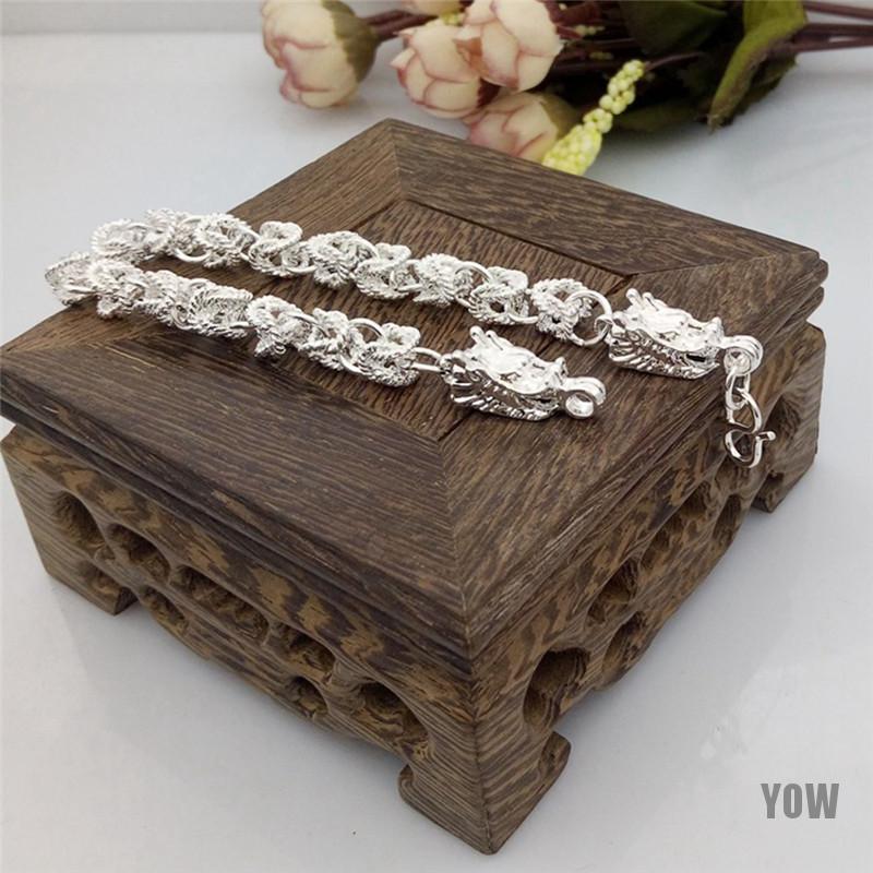 Vòng tay mạ bạc thiết kế hình rồng độc đáo cho nam