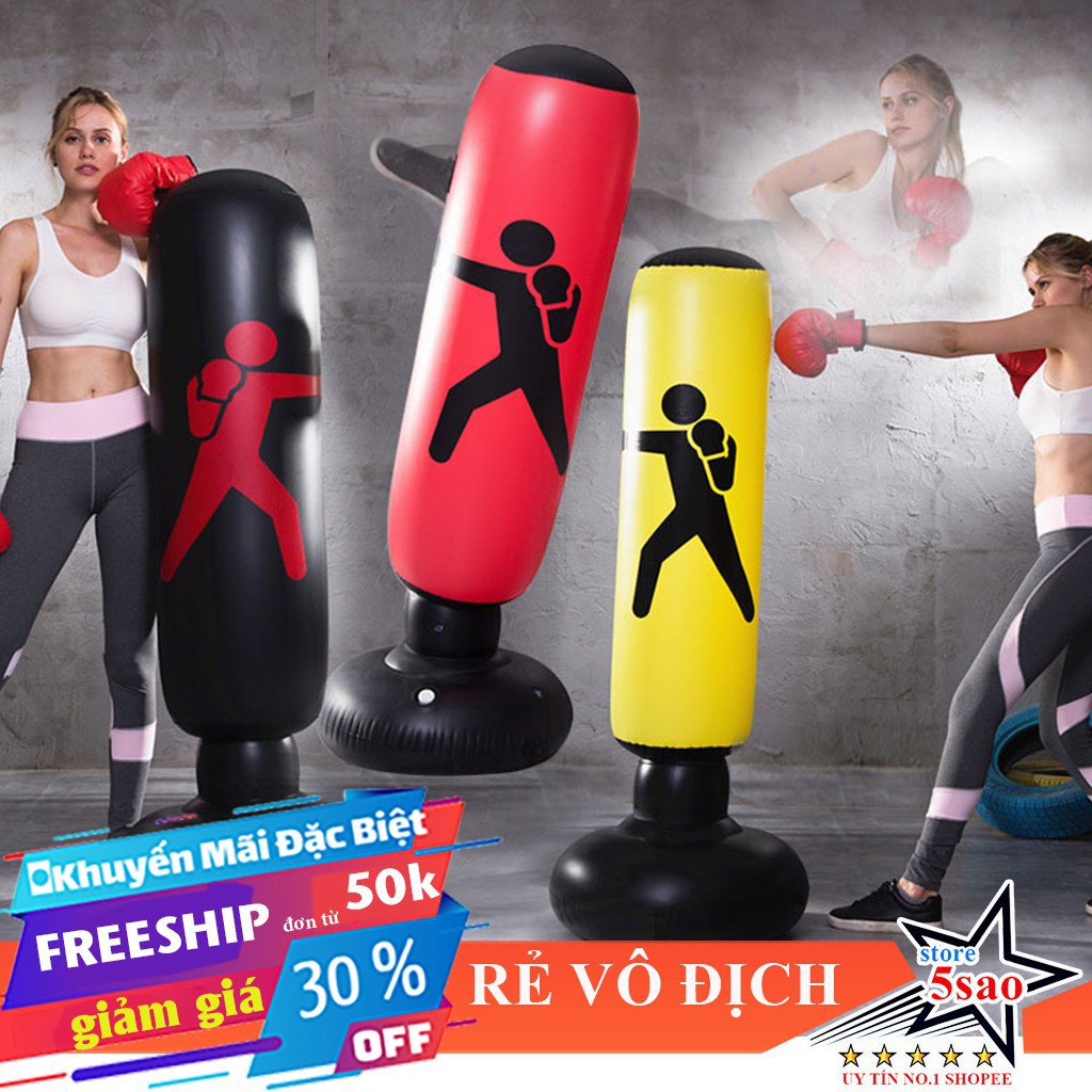 Bao trụ hơi đấm bốc boxing bơm hơi thế hệ 5.0 - Tặng bóng phản xạ - Dai hơn, bền bỉ hơn - Dành cho mọi đối tượng