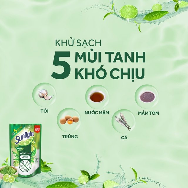 Nước rửa chén Sunlight (750g) Hương Matcha Trà Nhật / Muối Khoáng & Lô Hội