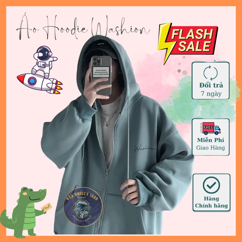 Áo Hoodie Khoá Kéo Washion Có Túi  Và Mũ Chất Đẹp