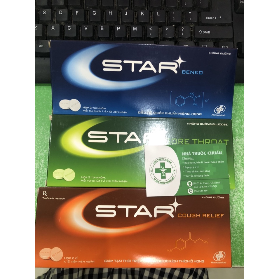 Viên Ngậm HO STAR ( 3 LOẠI KHÔNG ĐƯỜNG*24V)