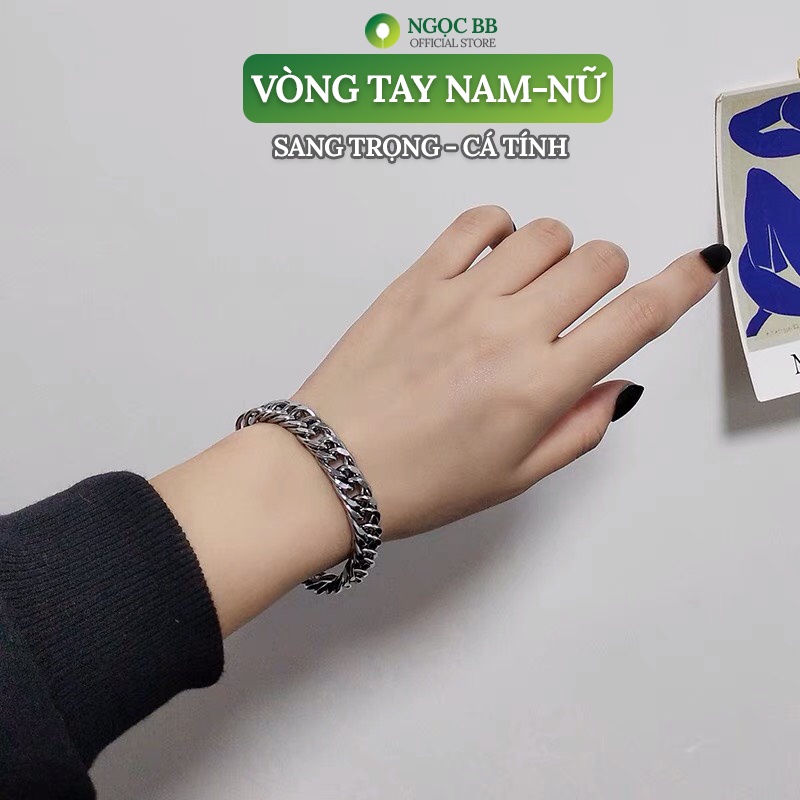 Vòng Tay Nam Nữ Chuỗi Trơn Phong Cách, Sang Trọng Chất Liệu Titan Đẹp Không Gỉ