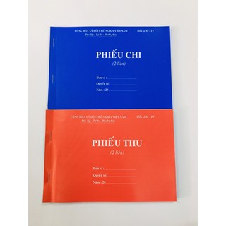 Phiếu thu 2 liên / Phiếu chi 2 liên giấy carbon đẹp loại 100 tờ/ quyển - hokami store
