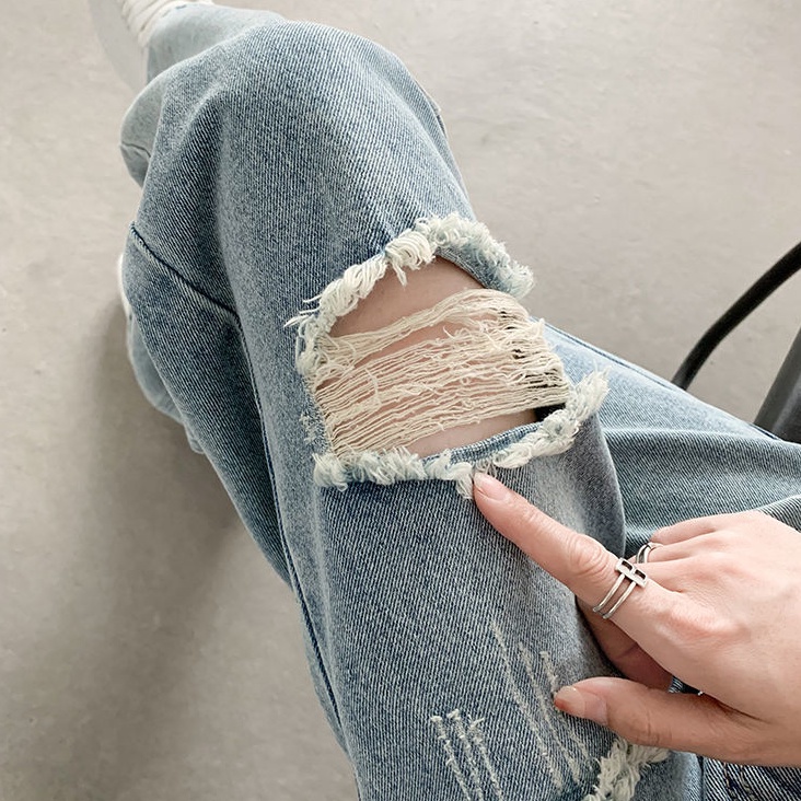 Quần Jeans Nữ Lưng Cao Dáng Rộng Thời Trang Cá Tính