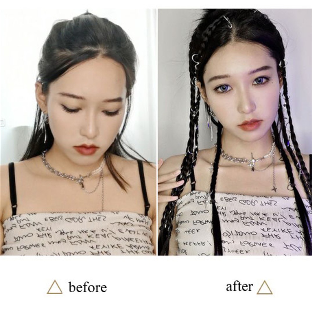 1 Cặp Tóc Giả Thắt Bím Đuôi Ngựa Dạng Móc Cài Dài Qipin Y2k Phong Cách Punk Dành Cho Bạn Nữ