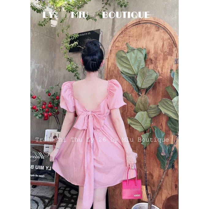 [ SIÊU PHẨM 2022] Váy BaByDoll cổ vuông tay phồng nơ lưng màu xanh Cốm - Hồng - ZADOLA FASHION