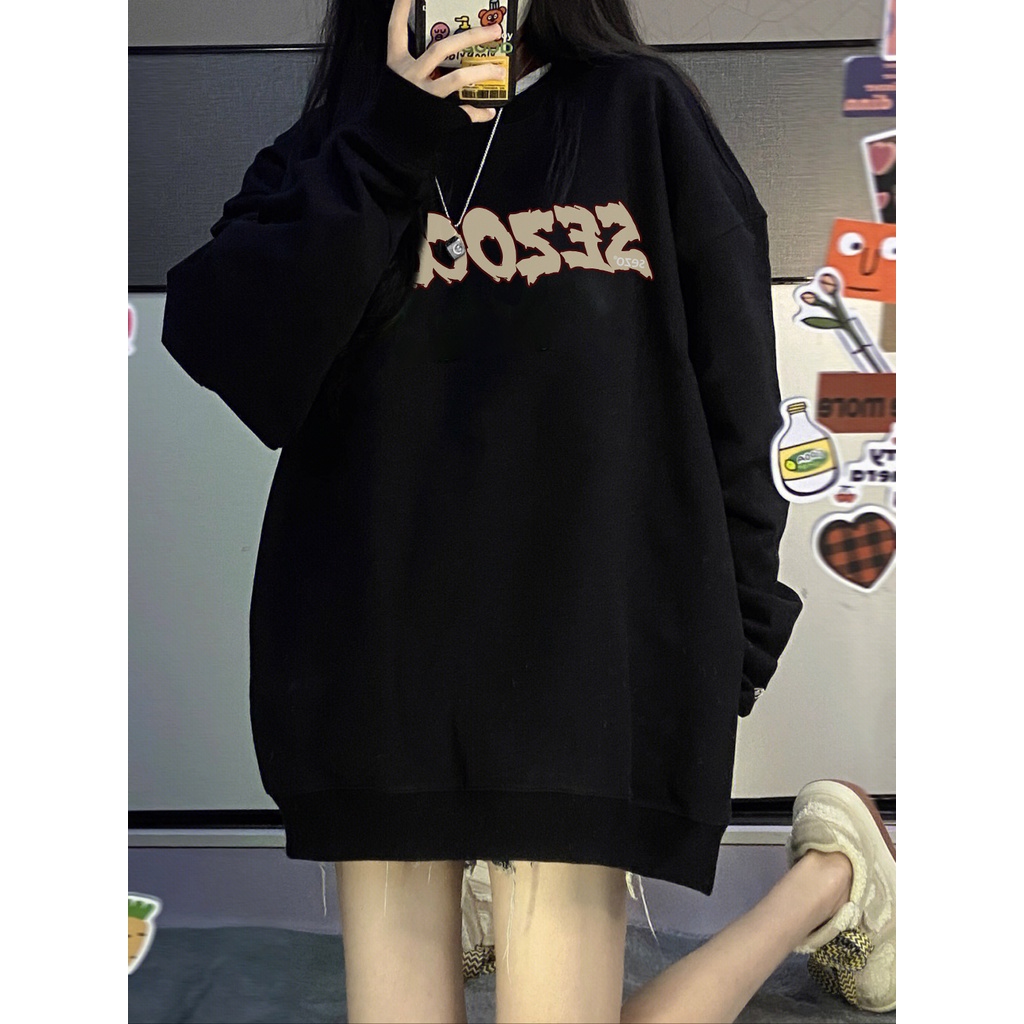 SELVZE Áo sweater Tay Dài Cổ Tròn Phong Cách Thời Trang retro Mỹ Dành Cho Nữ