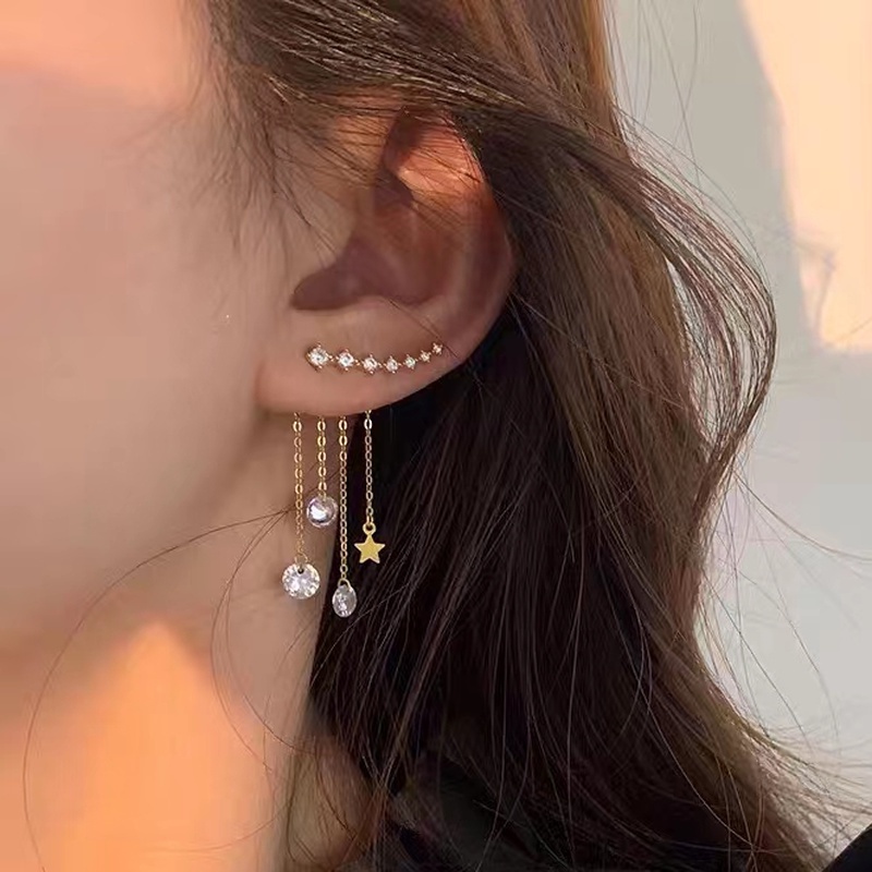 Khuyên tai tua rua đính đá thời trang thanh lịch dành cho nữ