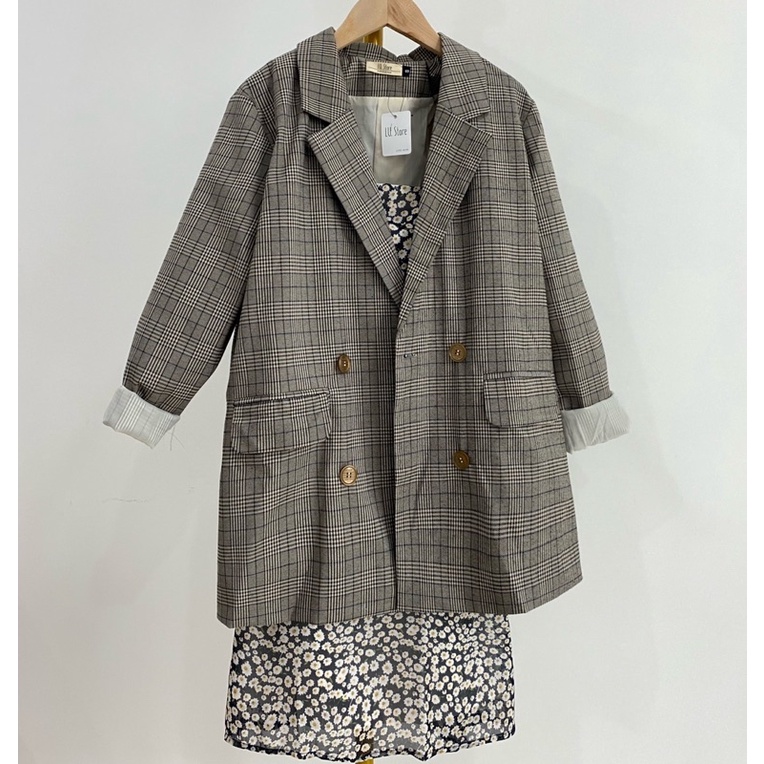 Khoác Vest kẻ thiết kế 2 lớp form vừa, made by TeamLu