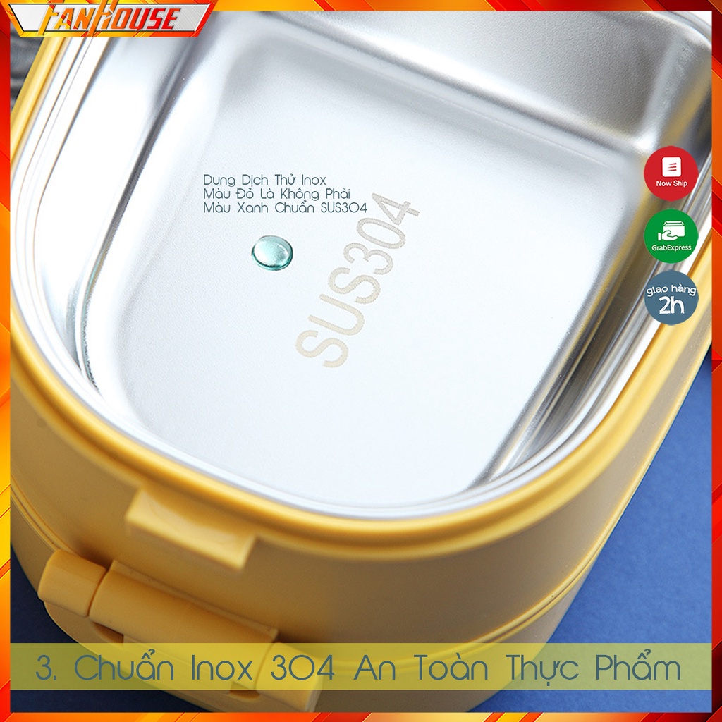 Hộp cơm giữ nhiệt INOX304 Lunch Box 1550ml an toàn sức khỏe sử dụng được lò vi sóng