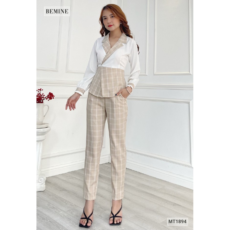 Set vest dài phối caro BEMINE MT1894NAU