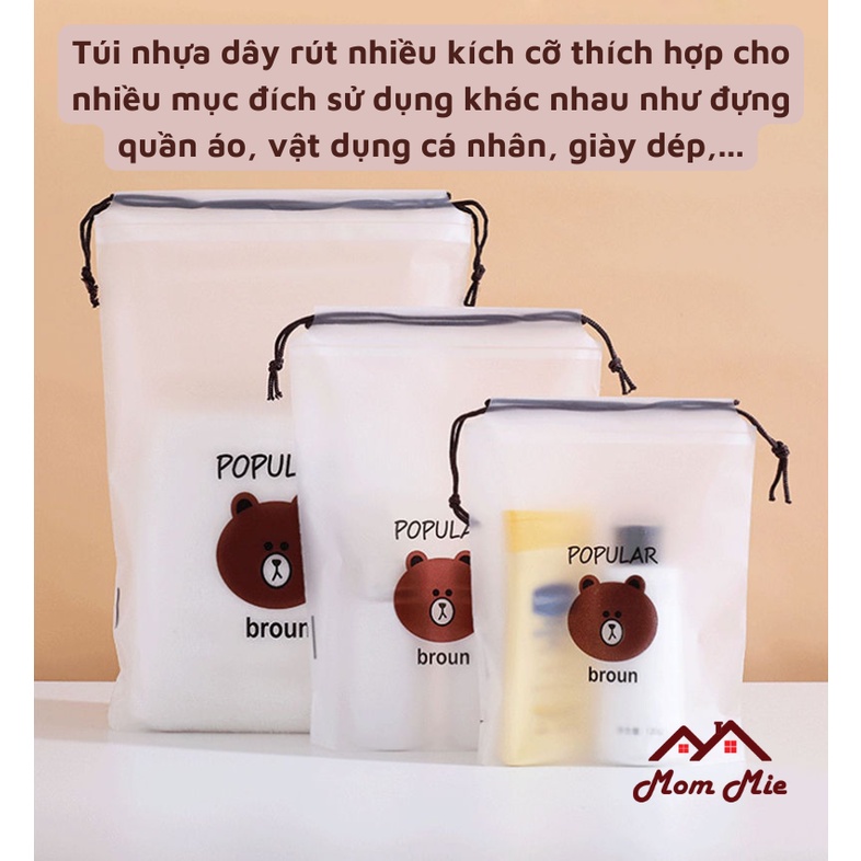Túi đựng đồ dây rút chống thấm nước hình gấu, nhiều kích cỡ - K105