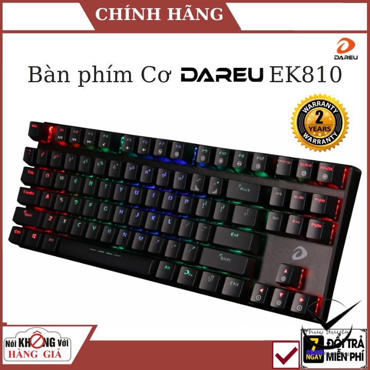 Bàn Phím Cơ Gaming Dareu EK810 Multi Led Black , đèn led hiện đại , phím bấm cực tốt , độ bền cao