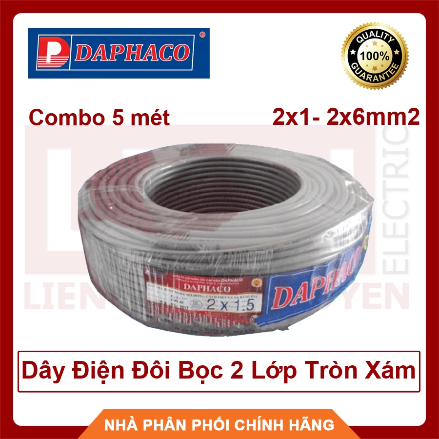 Dây Điện Đôi Bọc 2 Lớp Tròn Xám 2 Lõi 2x1.0mm2 Đến 2x6.0mm2 Daphaco Ruột Đồng Nguyên Chất Chịu Tải Cao