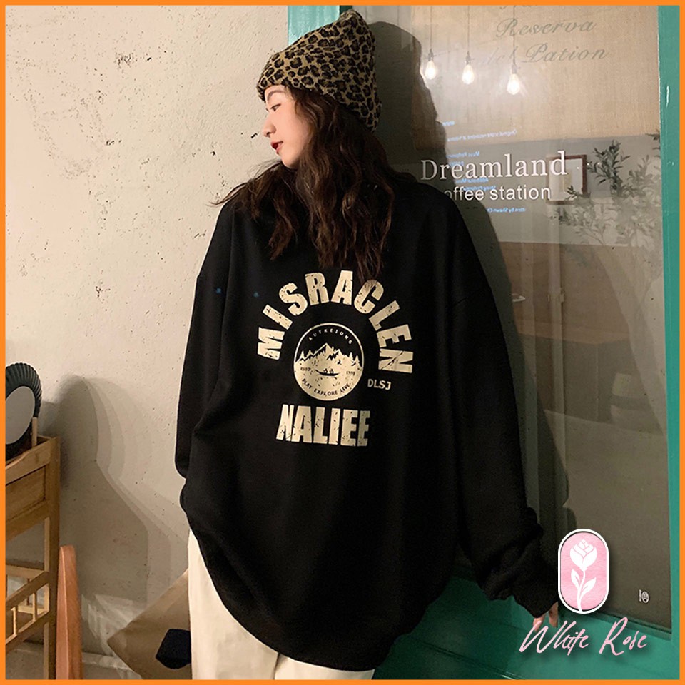 Áo Sweater Tay Dài Dáng Rộng In Chữ Phong Cách Hàn Quốc Dễ Thương Cho Nữ NALIEE BORAM SG