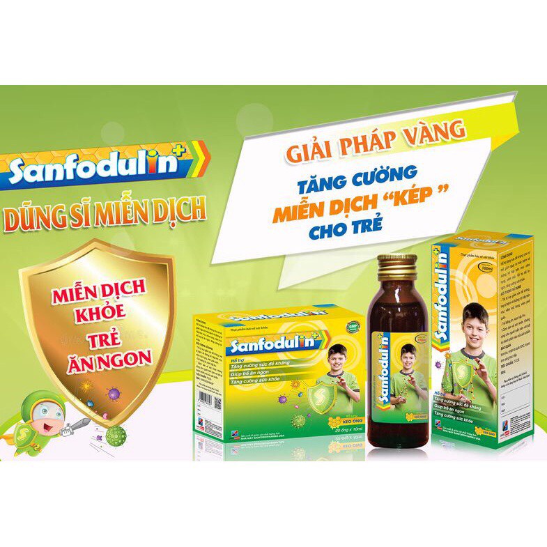 Siro dạng sữa Sanfodulin+ tăng sức đề kháng, giúp trẻ ăn ngon hộp 20 ống x 10 ml