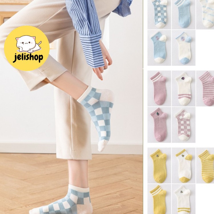 Set tất ngắn cổ hoa tiết ulzzang (set 5 tất)