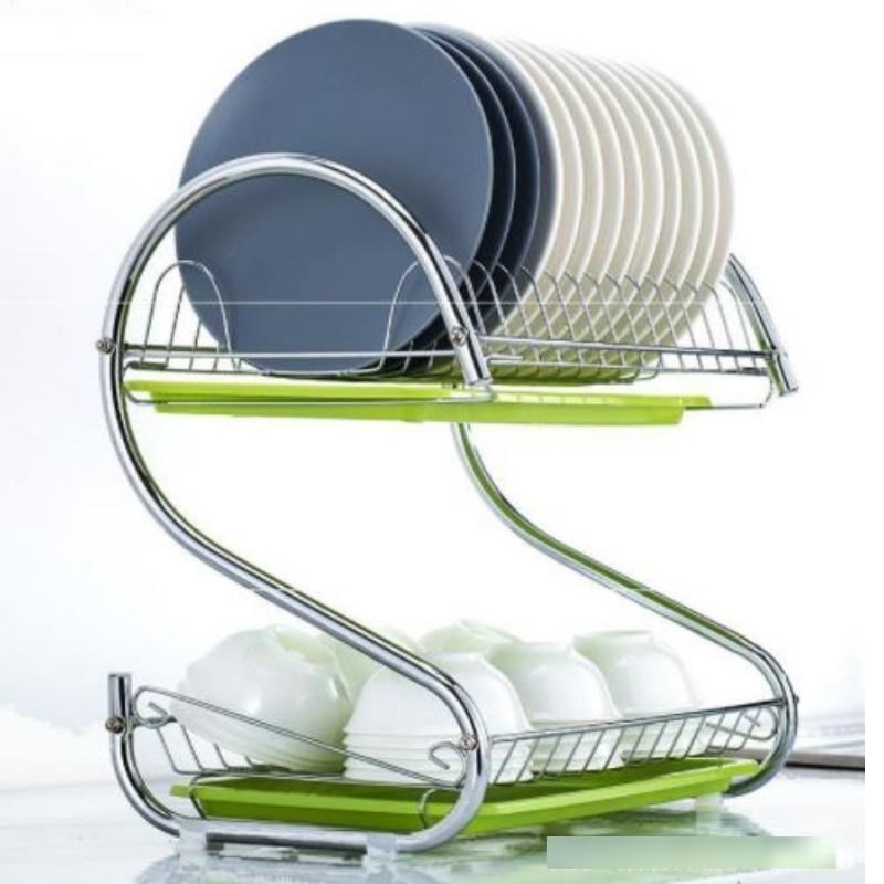 Kệ đựng chén bát 2 tầng Giá úp bát inox cao cấp có khay hứng nước M11