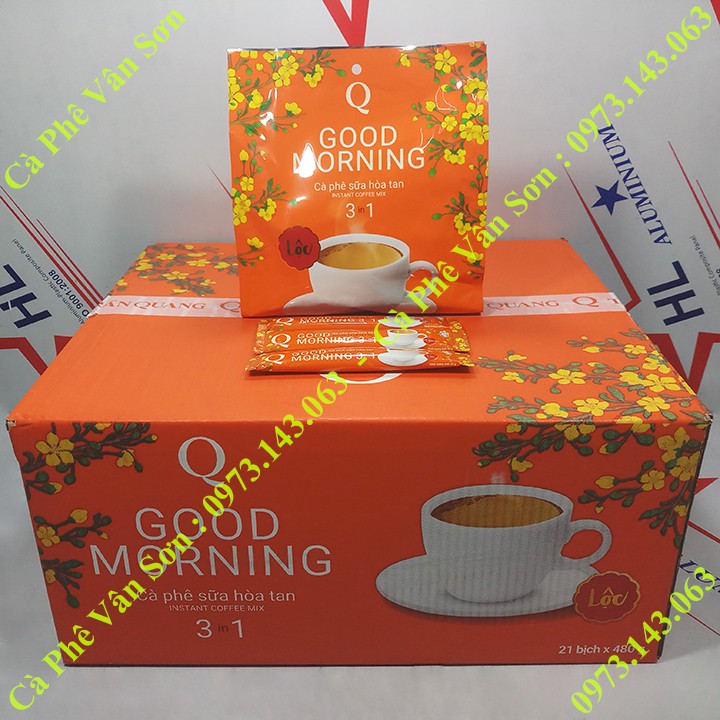 03 bịch cà phê sữa Good morning Trần Quang 480g (24 gói dài * 20g) mẫu xuân 2022 | BigBuy360 - bigbuy360.vn