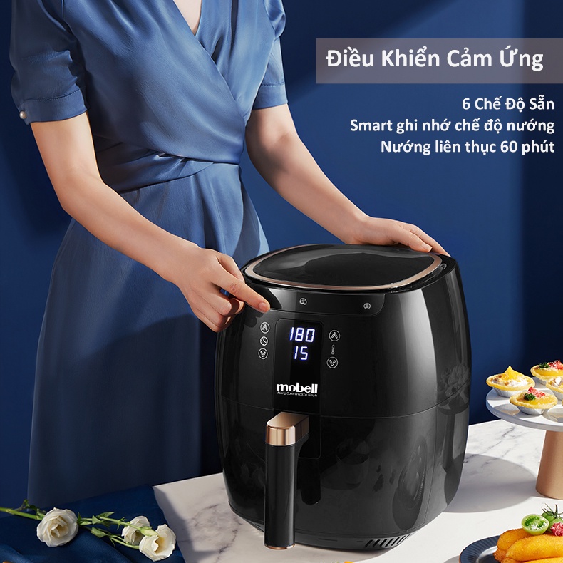 Nồi Chiên Không Dầu 5.8L mobell AF-18-YJ Cảm Ứng Điện Tử Menu Sẵn