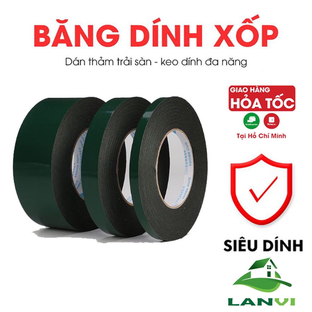 Băng dính xốp 2 mặt loại tốt siêu dính đàn hồi chịu lực tốt 2cm x 6m