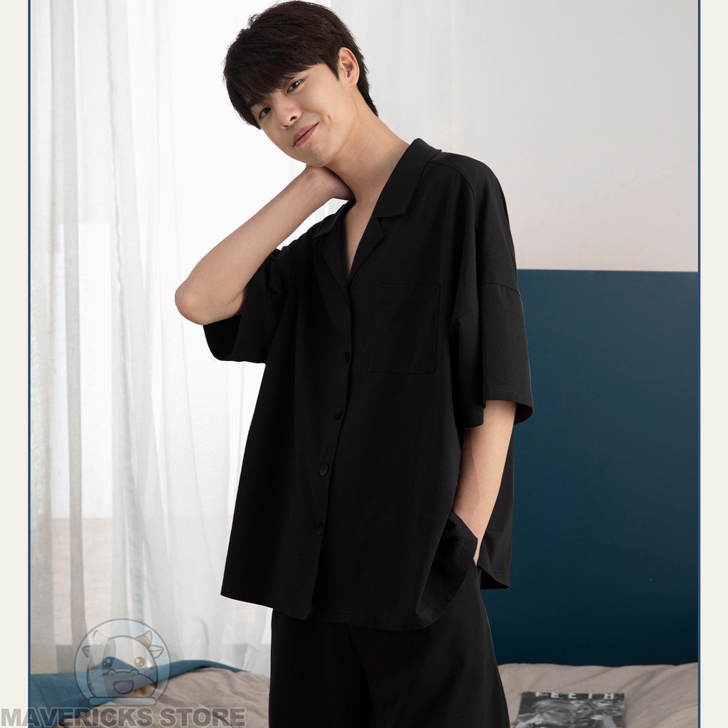 Bộ Đồ Ngủ Pijama Mỏng Dáng Rộng Phong Cách Nhật Bản Đơn Giản Thời Trang Mùa Hè Cho Cặp Đôi