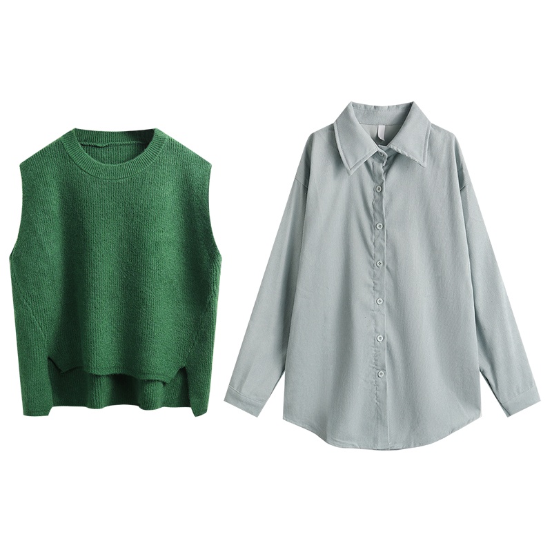Áo vest len gile vạt cao thấp không đều form rộng style công sở trẻ trung đáng yêu